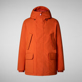 Man's hooded parka Elon in maple orange | Save The Duck