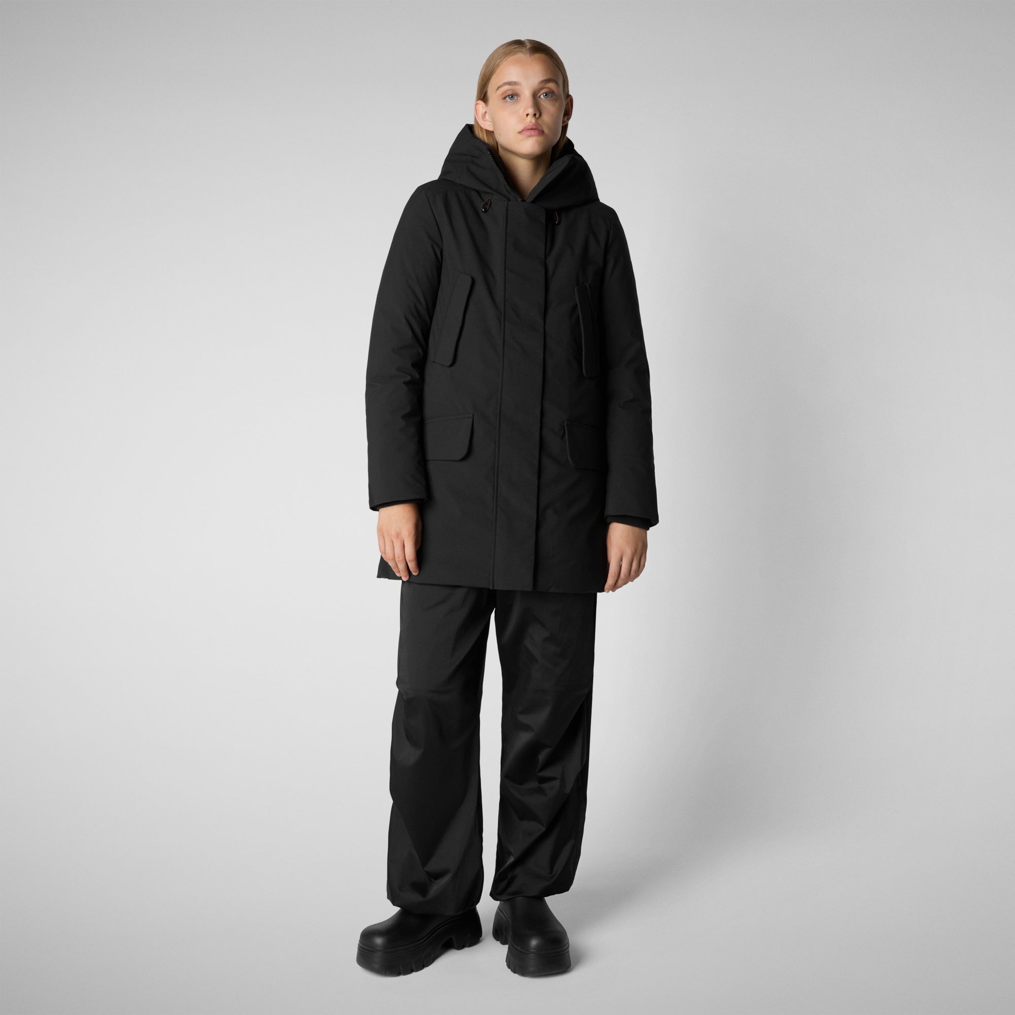 Save the duck PARKA DONNA CON CAPPUCCIO SOLEIL NERO