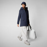 Woman's hooded parka Soleil in navy blue | Save The Duck