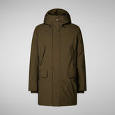 Man's hooded parka Wilson in land green | Save The Duck