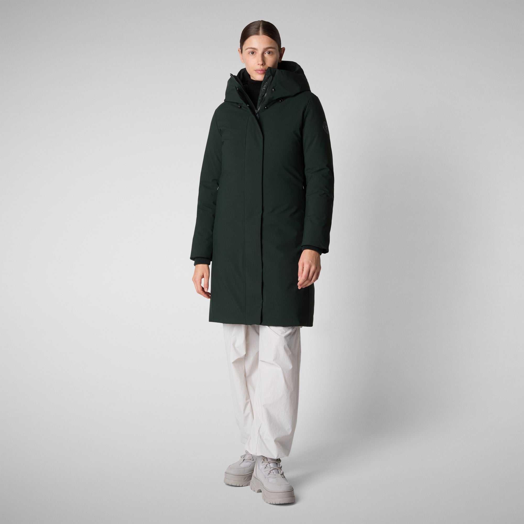 Save the duck PARKA DONNA CON CAPPUCCIO SIENNA VERDE NERO