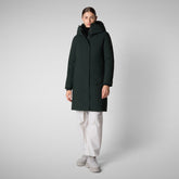 Woman's hooded parka Sienna in green black - Arctic Woman | Save The Duck