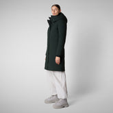 Woman's hooded parka Sienna in green black | Save The Duck