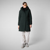 Woman's hooded parka Sienna in green black - Arctic Woman | Save The Duck