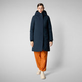 PARKA DONNA CON CAPPUCCIO SIENNA BLU NERO - Arctic Woman | Save The Duck