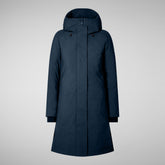 Woman's hooded parka Sienna in blue black | Save The Duck