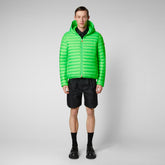 Man's animal free puffer jacket Helios in fluo green - MEN SS24 SALE | Save The Duck