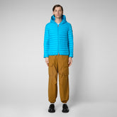 Man's animal free puffer jacket Helios in fluo blue - MEN SS24 SALE | Save The Duck