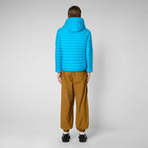 Man's animal free puffer jacket Helios in fluo blue - MEN SS24 SALE | Save The Duck