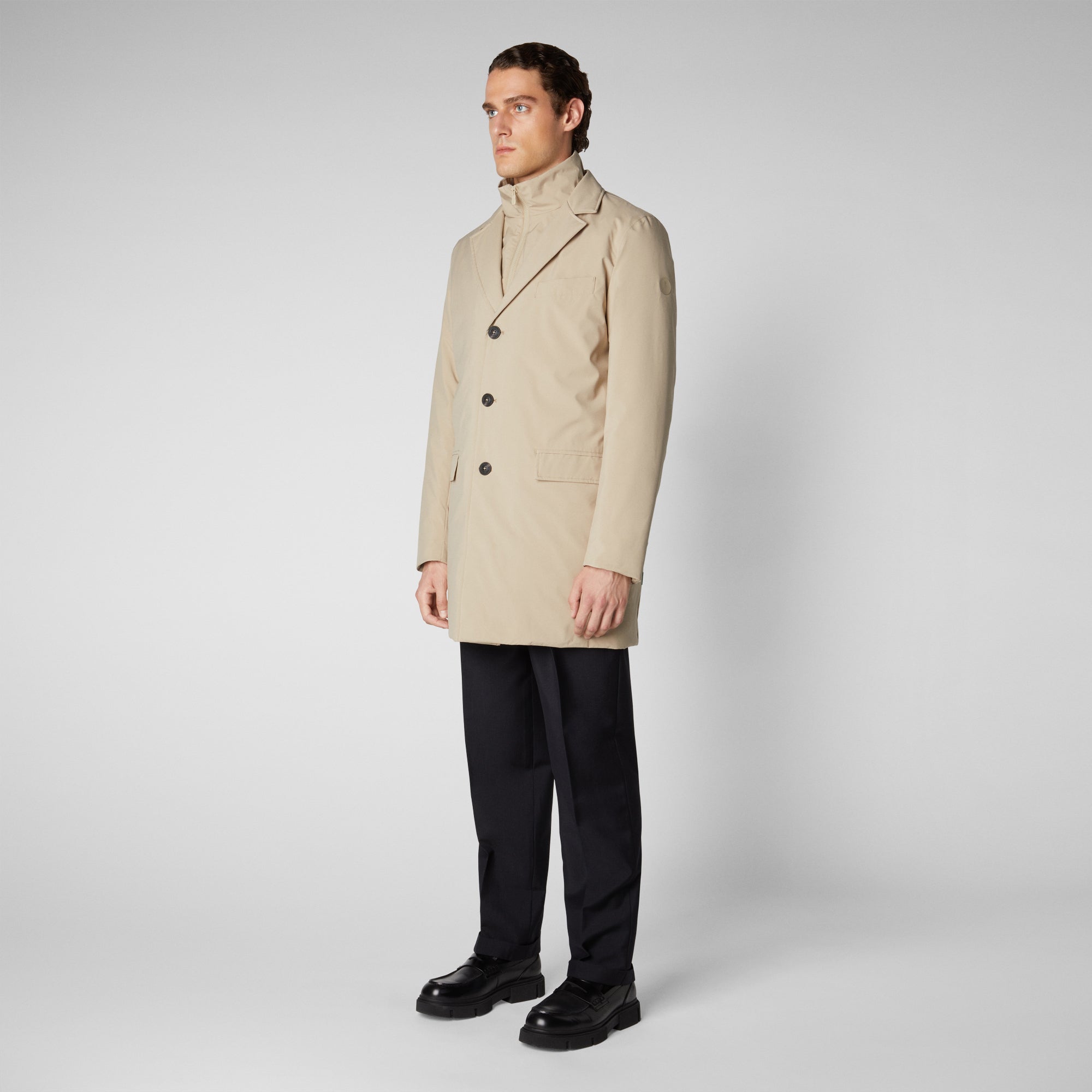 Veste longue beige on sale homme