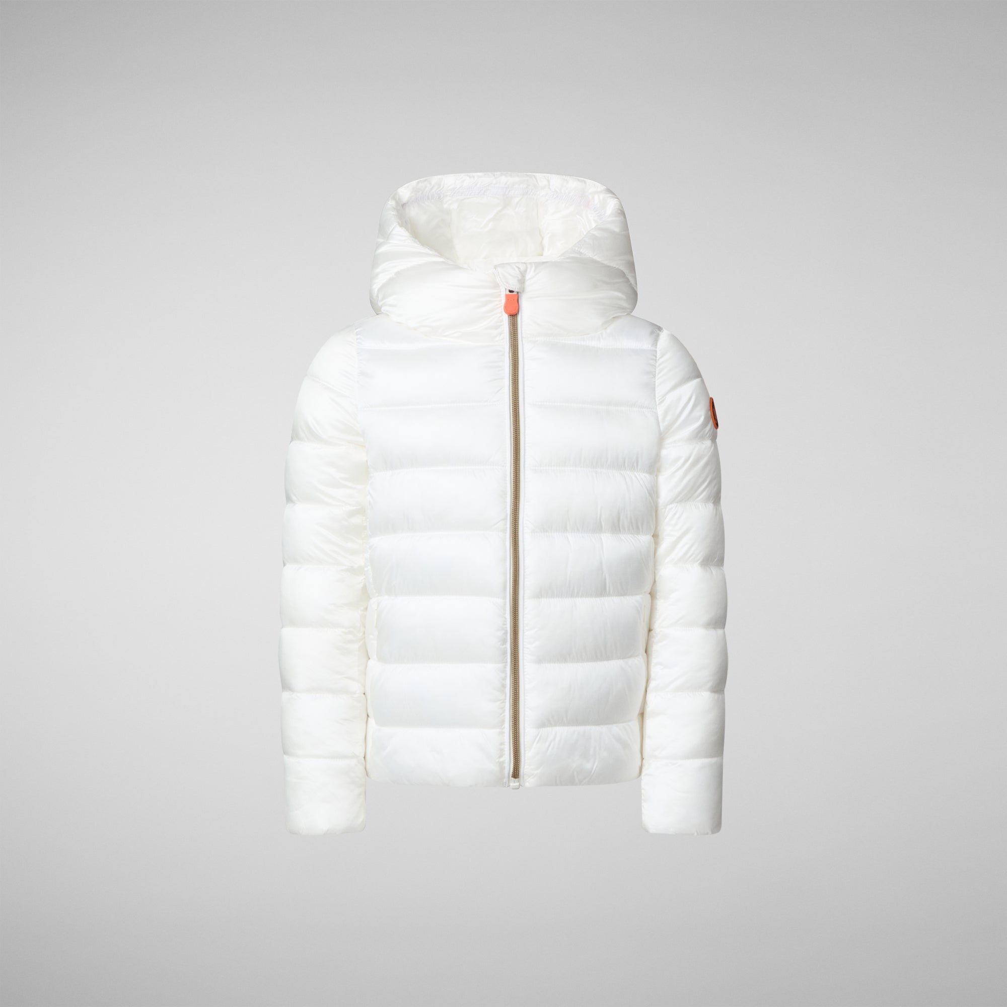 Girls' animal free hooded puffer jacket Bibi in off white - Save