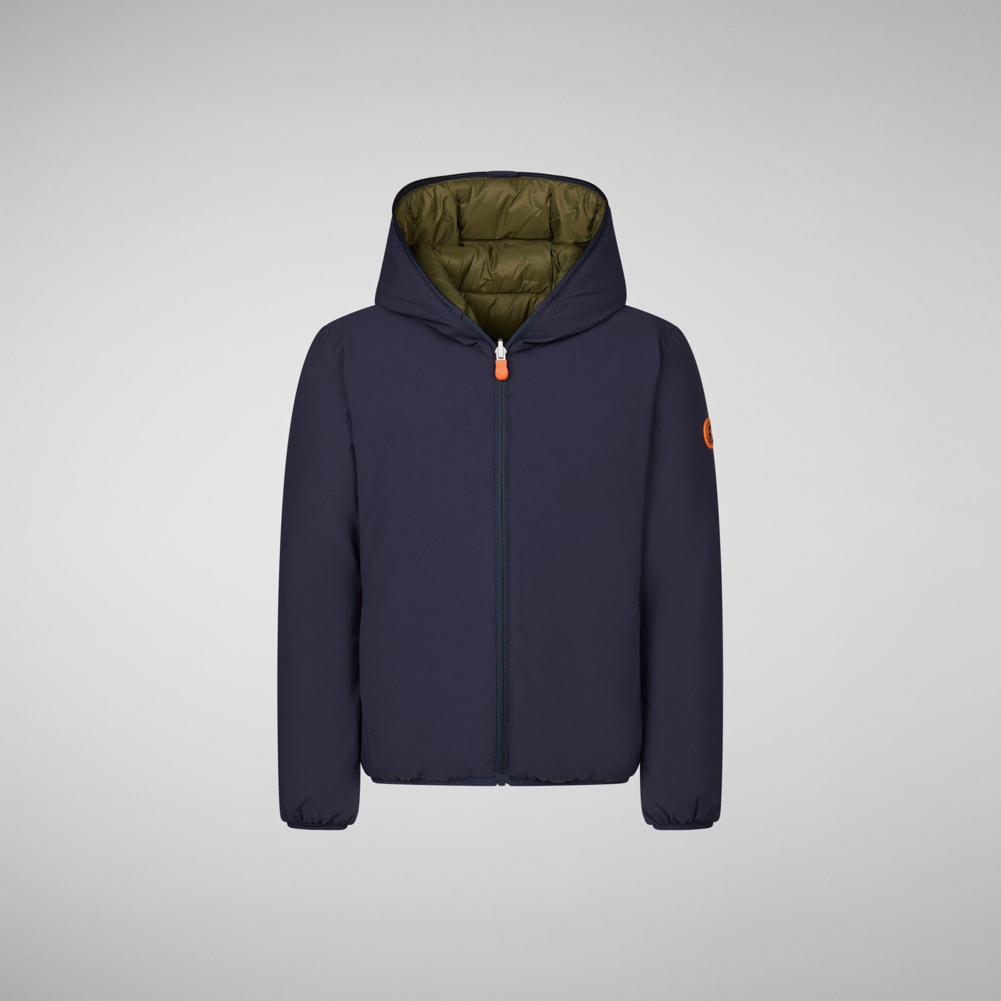 Boys' reversible hooded jacket Oliver in navy blue - Save The Duck