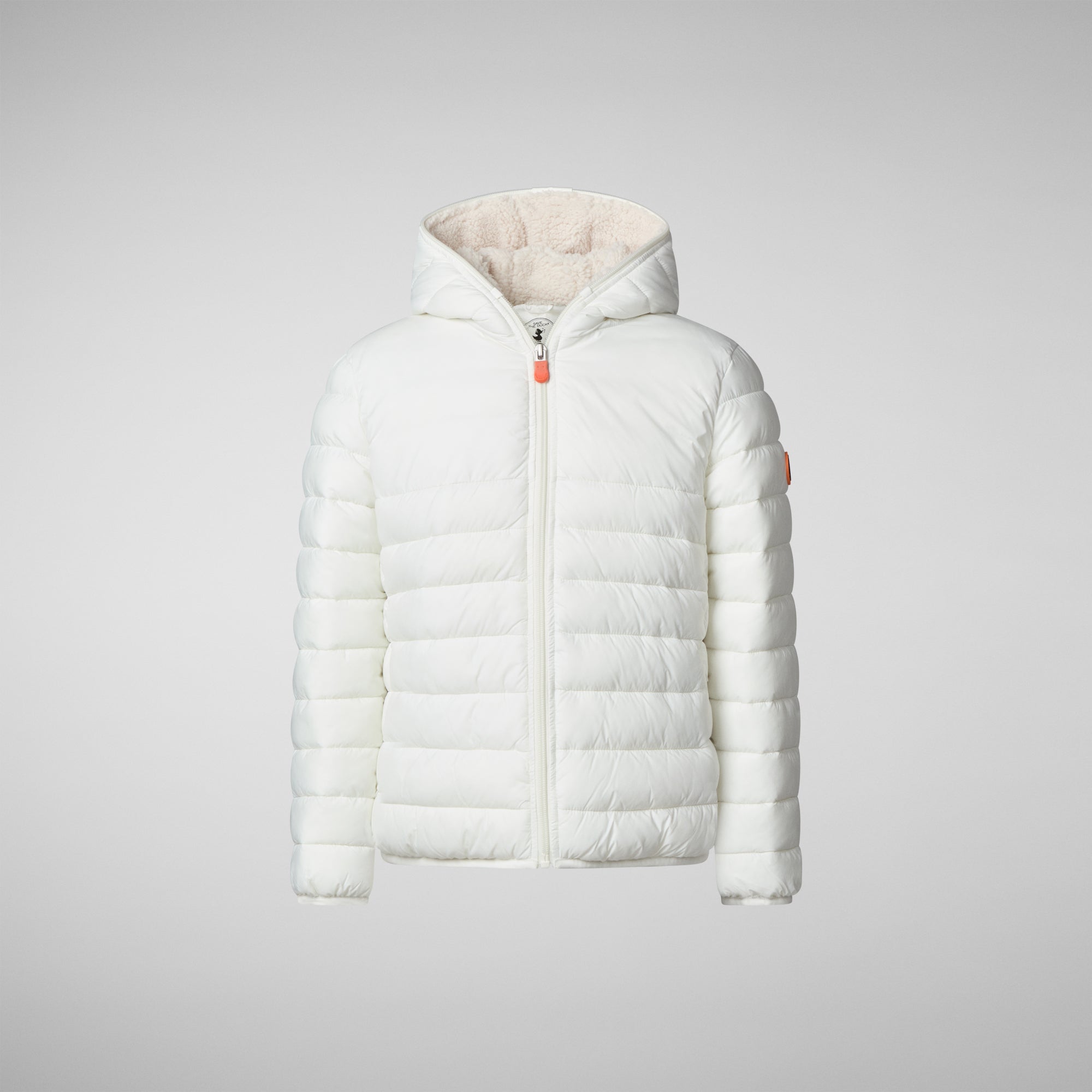 Girls' animal free hooded puffer jacket Leci in off-white - Save