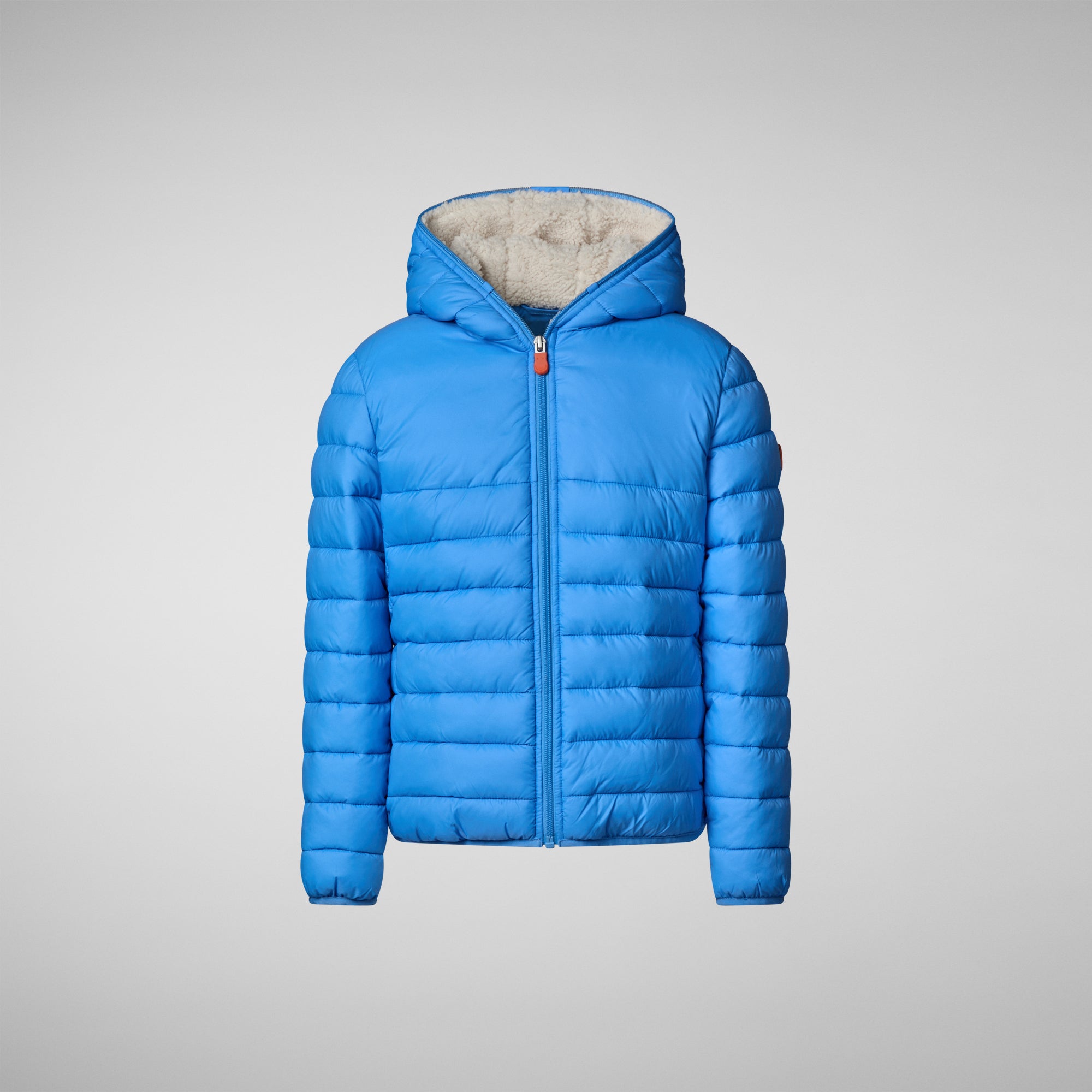 Girls' animal free hooded puffer jacket Leci in cerulean blue - Save