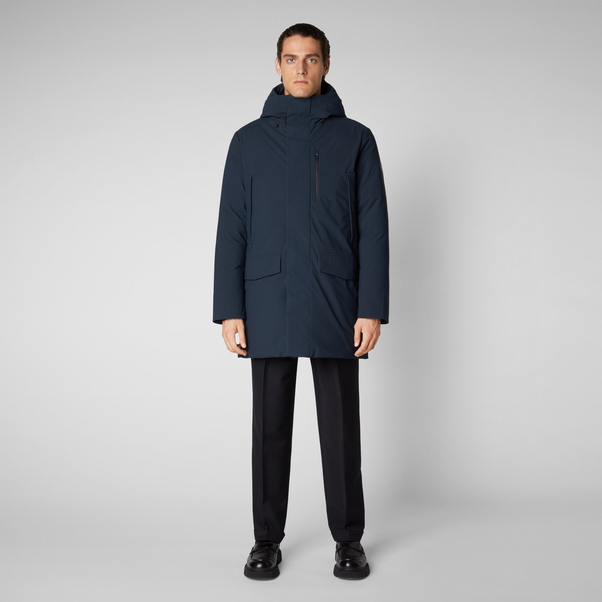 Man's hooded parka Daucus in blue black - Save The Duck